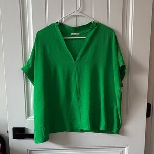 Elegant Green V-Neck Blouse